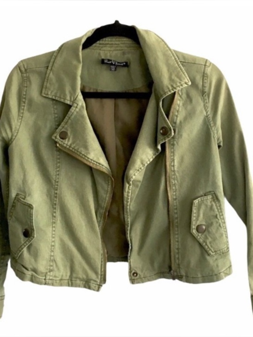 Anthropologie Velvet Heart Light Olive Green Women's Moto Jacket